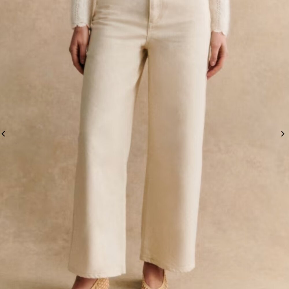 Sezane Le Crop in Mottled Ecru, size 2